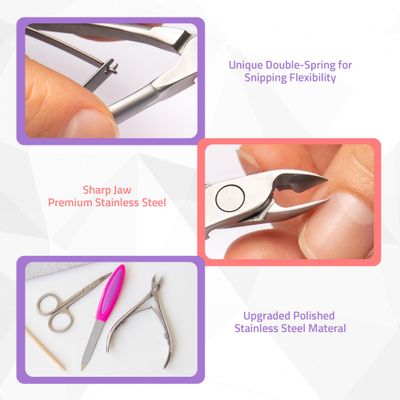 Utopia Care Cuticle Trimmer with Pusher, Nail Trimmer Set, Professional Manicure &amp; Pedicure Kit, Cuticle Remover Tool Kit, Silver
