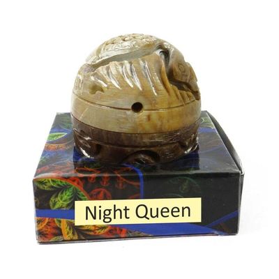 Stone Jar Night Queen Solid Perfume Long Lasting Body Fragrance In Large Hand Carved- 8 gm, (Pack Of 1)
