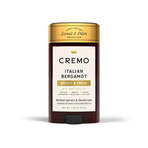 Cremo Italian Bergamot Antiperspirant &amp; Deodorant for Men, 48-hour Sweat and Odor Protection, 2.65oz