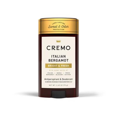 Cremo Italian Bergamot Antiperspirant &amp; Deodorant for Men, 48-hour Sweat and Odor Protection, 2.65oz