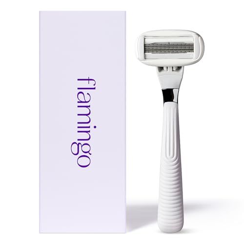 Flamingo Razors for Women, 1 Womens Razor Handle (Chrome), 5 Blade Razor for Women with Aloe and Shea Butter Glide Strips