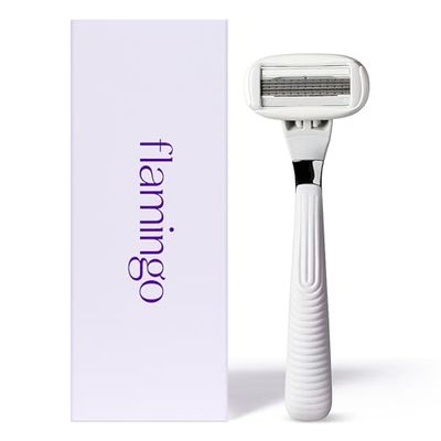 Flamingo Razors for Women, 1 Womens Razor Handle (Chrome), 5 Blade Razor for Women with Aloe and Shea Butter Glide Strips