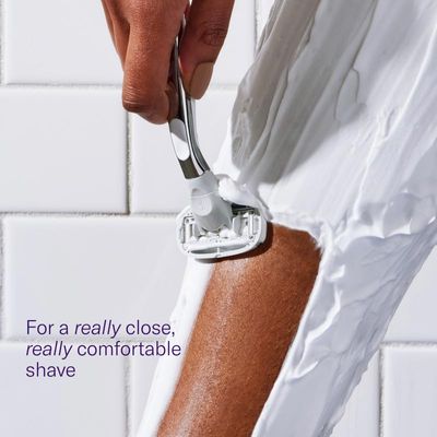 Flamingo Razors for Women, 1 Womens Razor Handle (Chrome), 5 Blade Razor for Women with Aloe and Shea Butter Glide Strips