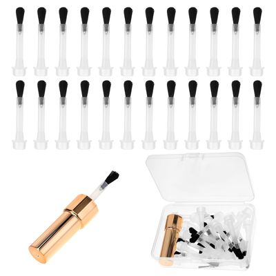 Molain 25Pcs Nail Polish Brush Kit Disposable Nail Art Brush With Handle Dip Powder Liquid Replacement Brushes Soft Bristles Nail Brushes Round Head Brushes with Box