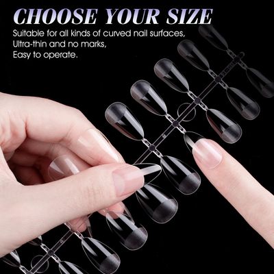 Gelike EC Nail Tips Gel for Home: Short Almond 240pcs 12 Sizes False Nails for Beginners Women Girls