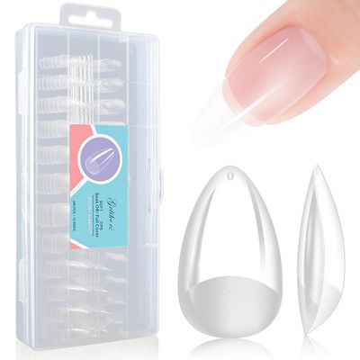 Gelike EC Nail Tips Gel for Home: Short Almond 240pcs 12 Sizes False Nails for Beginners Women Girls