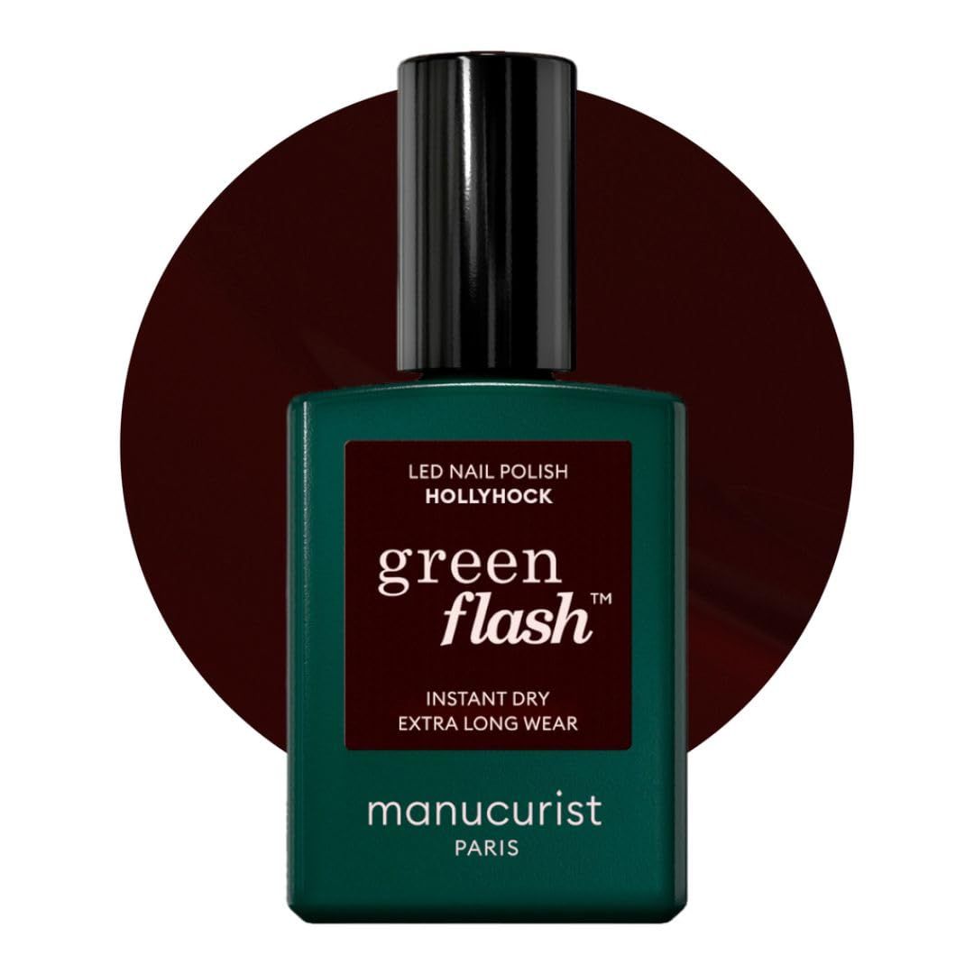 MANUCURIST Green Flash LED Gel Nail Polish Vegan 12-Free, Plant-Based (55) Gel Polish Made in France 0.5 fl oz (HOLLYHOCK)