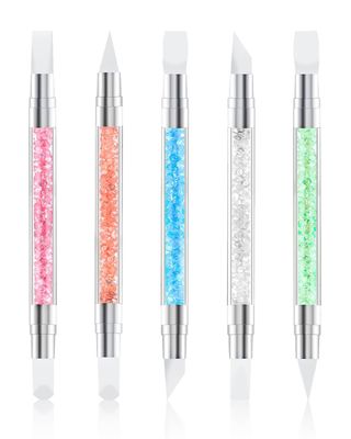 JELIEE 5 Pcs Nail Art Sculpture Pen Dual Tipped Silicone Nail Tools Nail Sculpture Pen Brushes Rhinestone Nail Polish Acrylic Carving Pen for Rhinestones Diamond Painting DIY Home Salon