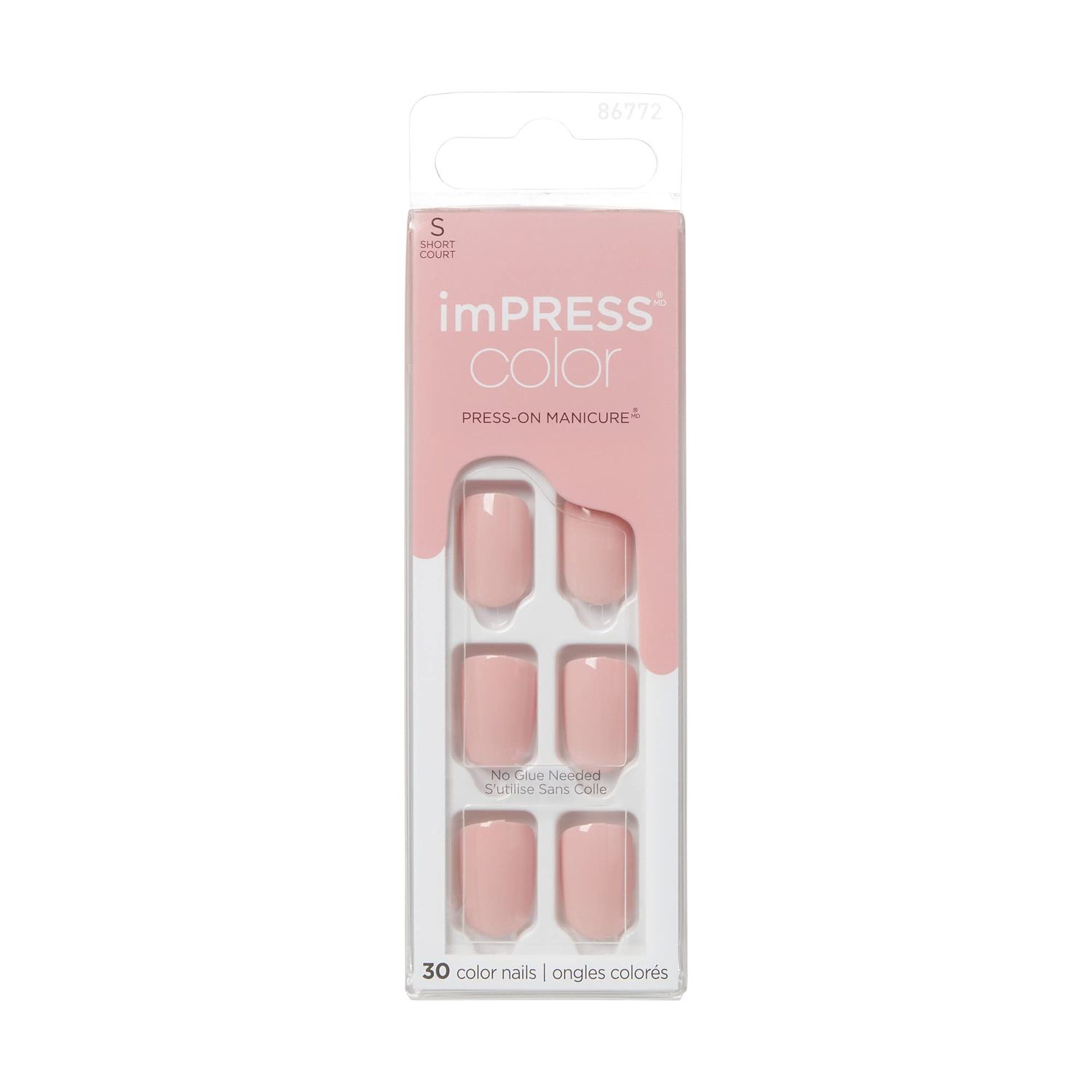KISS imPRESS Color Press-On Nails Polish-Free Manicure Set, Dolce Pink, 30 Chip-Proof, Smudge-Proof Fake Nails