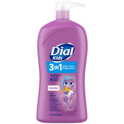 Dial Kids 3-in-1 BodyHairBubble Bath, Lavender Scent, 32 fl oz