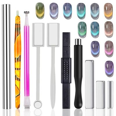 WOKOTO 10Pcs Nail Art Cat Eye Magnet For Nails Gel Polish Magnets Pens Cat Eye Nail Art Tools Gradient Ombre Design Magnetic Sticks For Women Nails Magnets For Magnetic Nail Polish Magnet