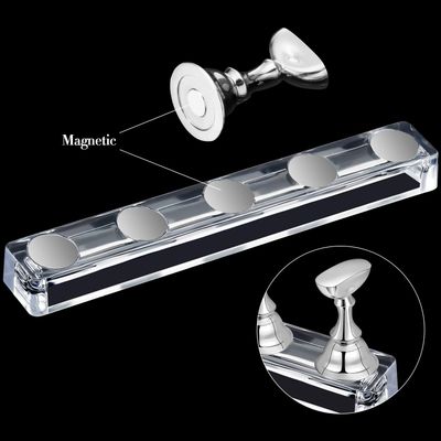 2 Set Nail Stand for Painting Press Nail Holder Acrylic Magnetic Tips Training Fingernail Display Stands DIY Crystal Holders and 96 Pieces White Reusable Adhesive Putty(Silver)