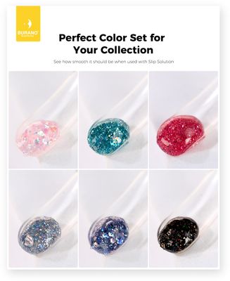 BURANO Poly Extension Gel Nail Kit, 6 Colors Nail Poly Nails Builder Gel Set for Beginner & Professional Using, Poly Nail Gel Kits DIY Starter Kit Nail Art Gift (glitter)