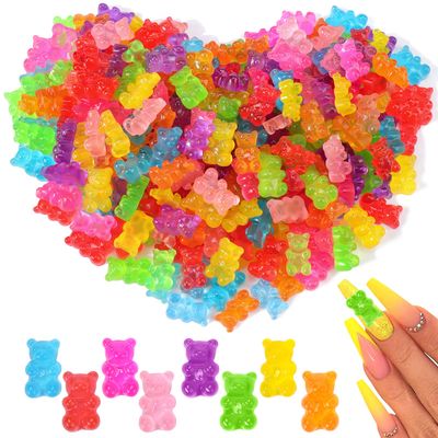 Palksky 160 Pcs Nail Charms 3d, Gummy Bear Nail Charms for Nail Decoration, Kawaii Nail Charms for Nail Art Supplies (8 Colors)