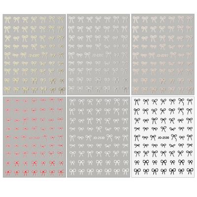 6 Colors Bronzing Bow Nail Stickers for Cute 3D Nail Art Design