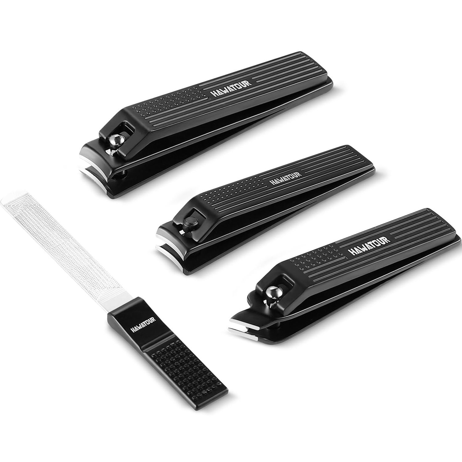 HAWATOUR Manicure Set Pedicure Kit, Heavy Duty Zinc Alloy Stainless Steel Fingernail Clippers Toenail Clippers Nail File with Tin Case, Premium Manicure Tools for Nail Care, Black