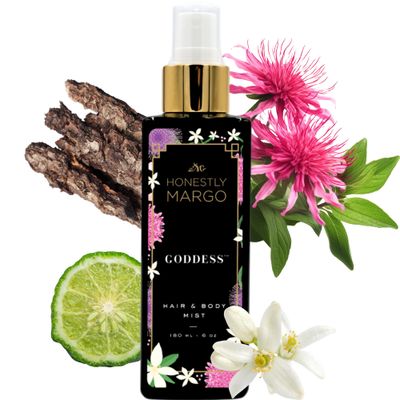 Honestly Margo Goddess Hair &amp; Body Mist (6 Oz) - Alluring Perfume for Women for Hair and Skin with Bergamot, Jasmine, Musk, Amber and Oud Scent - Luxury Hair Perfume for Women &amp; Body Spray
