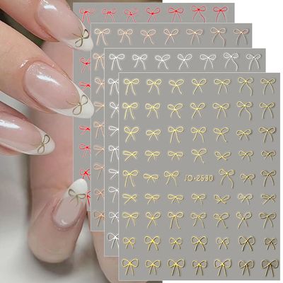 6 Colors Bronzing Bow Nail Stickers for Cute 3D Nail Art Design
