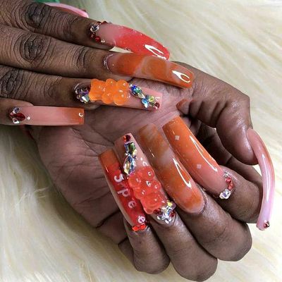 Palksky 160 Pcs Nail Charms 3d, Gummy Bear Nail Charms for Nail Decoration, Kawaii Nail Charms for Nail Art Supplies (8 Colors)