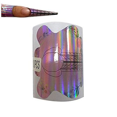 BeautyLeader 100PCS Pink Acrylic Nail Extension Stickers, Poly Gel Nail Forms, Self-Adhesive Nail Tips Guide Stencil Manicure Tool
