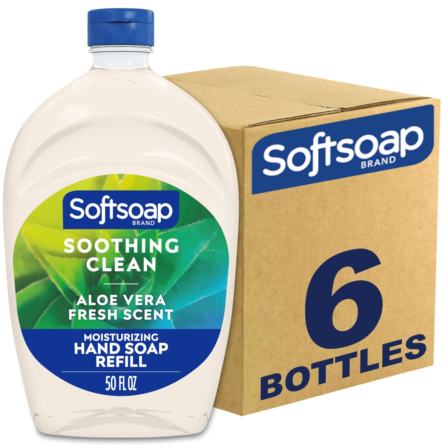 Softsoap - US05264A SOFTSOAP Liquid Hand Soap Refill, Soothing Aloe Vera, 50 Ounce Bottle, Bathroom Soap, Bulk Soap, Moisturizing Hand Soap, Premium Scented Hand Soap (Pack of 6) Packaging May Vary