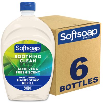 Softsoap - US05264A SOFTSOAP Liquid Hand Soap Refill, Soothing Aloe Vera, 50 Ounce Bottle, Bathroom Soap, Bulk Soap, Moisturizing Hand Soap, Premium Scented Hand Soap (Pack of 6) Packaging May Vary