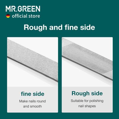 MR.GREEN Double Sided Nail Files Stainless Steel Manicure Pedicure Grooming for Professional Finger Toe Nail Care Tools (Long)