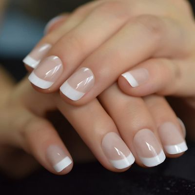 ELEVENAIL Natural Beige Nude White Press on Nails Short Squoval French Nail Tips False Nails Easy Wear Salon Manicure Reusable UV Gel Fake Nails DIY Nail Art at home