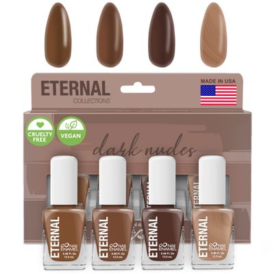 Eternal Nude Nail Polish Set for Women (DARK NUDES) - Brown Nail Polish Set for Girls | Lasting &amp; Quick Dry Non Toxic Nail Polish Kit for Home DIY Manicure &amp; Pedicure | Made in USA, 13.5mL (Set of 4)