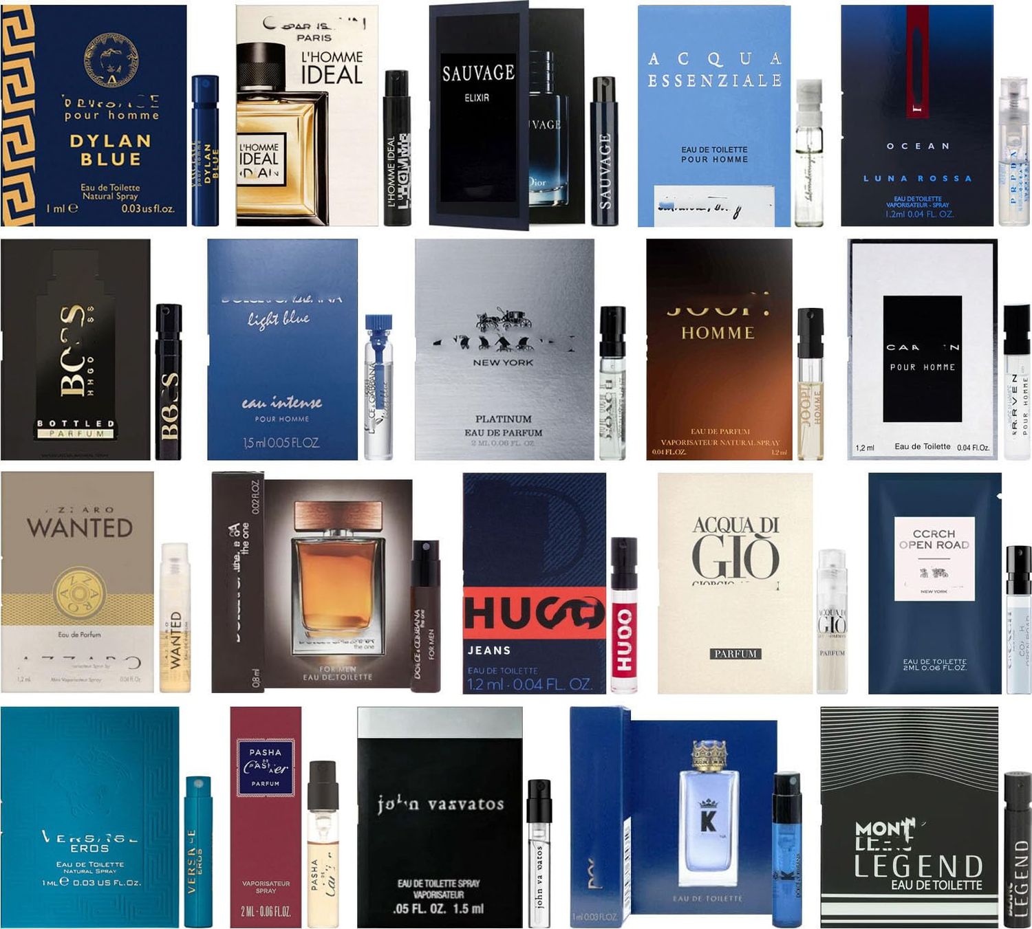 JRoBeauty Cologne High End Designer Fragrance Sampler Set for Men - (Pack of 8 Sample Vials)