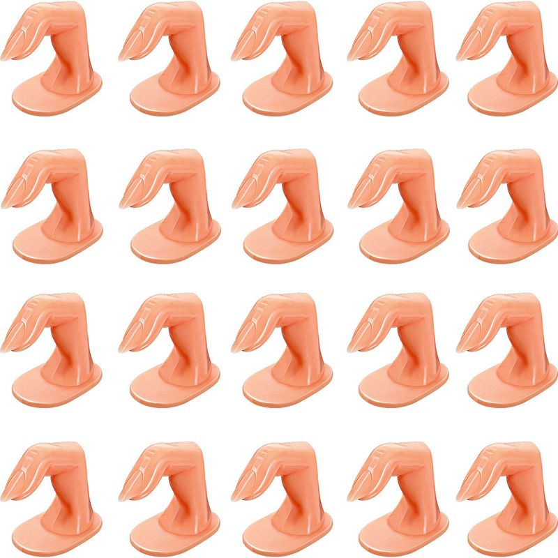 20 Pieces Practice Manicure Fingers with False Nails Training Fingers for Acrylic Gel Nail Art Hand Nail Art Training Display Decoration