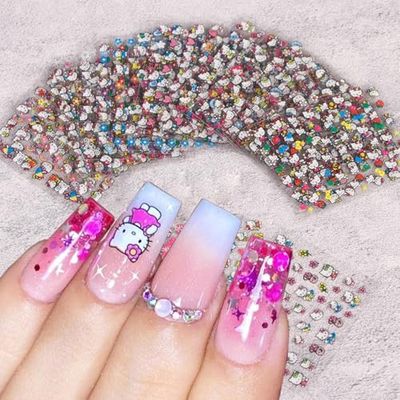 30 Sheets Cartoon Nail Stickers for Nail Art Cute Nail Art Stickers 3D Self-Adhesive Heart Bow Flower Nail Decals Cartoon Nail Supplies Cute Nails Decoration Decals for Women