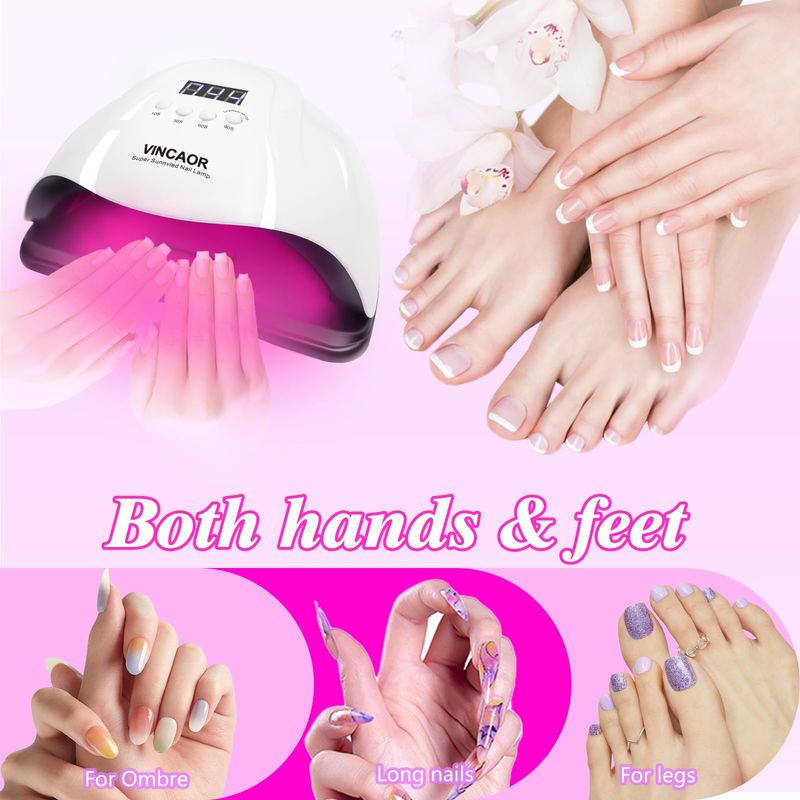 VINCAOR UV Light for Gel Nails, 180W Nail Dryer UV Nail Lamp, Nail Polish Light with 4 Timer Settings, 45 Beads, Polish Curing UV LED Dryer with Automatic SensorPurple Light