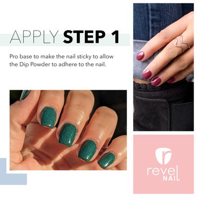 Revel Nail Dip Powder Pro Base Coat - Base Liquid for Dip Nails, Step 1 for Long-Lasting Dip Nail Color, Chip &amp; Crack Resistant, No UV Lamp, DIY Manicure For Strong Healthy Nails, 0.5 oz