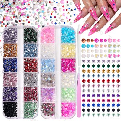 Aurora Bubble Nail Beads, 2mm Color Nail Rhinestones, Mixed Size Crystal Mermaid Beads for Nails, Rainbow Gems Crystal Rhinestone for Crafting, Flat-Back Gems for Nails Art and Face Makeup