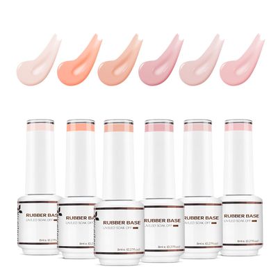 Nicedeco Hema Free Rubber Base Gel Polish for Nails 6 Pcs Cruelty Free Vegan Rubber Gel Nail Strengthener Nude Pink Nail Gel Polish Set 36
