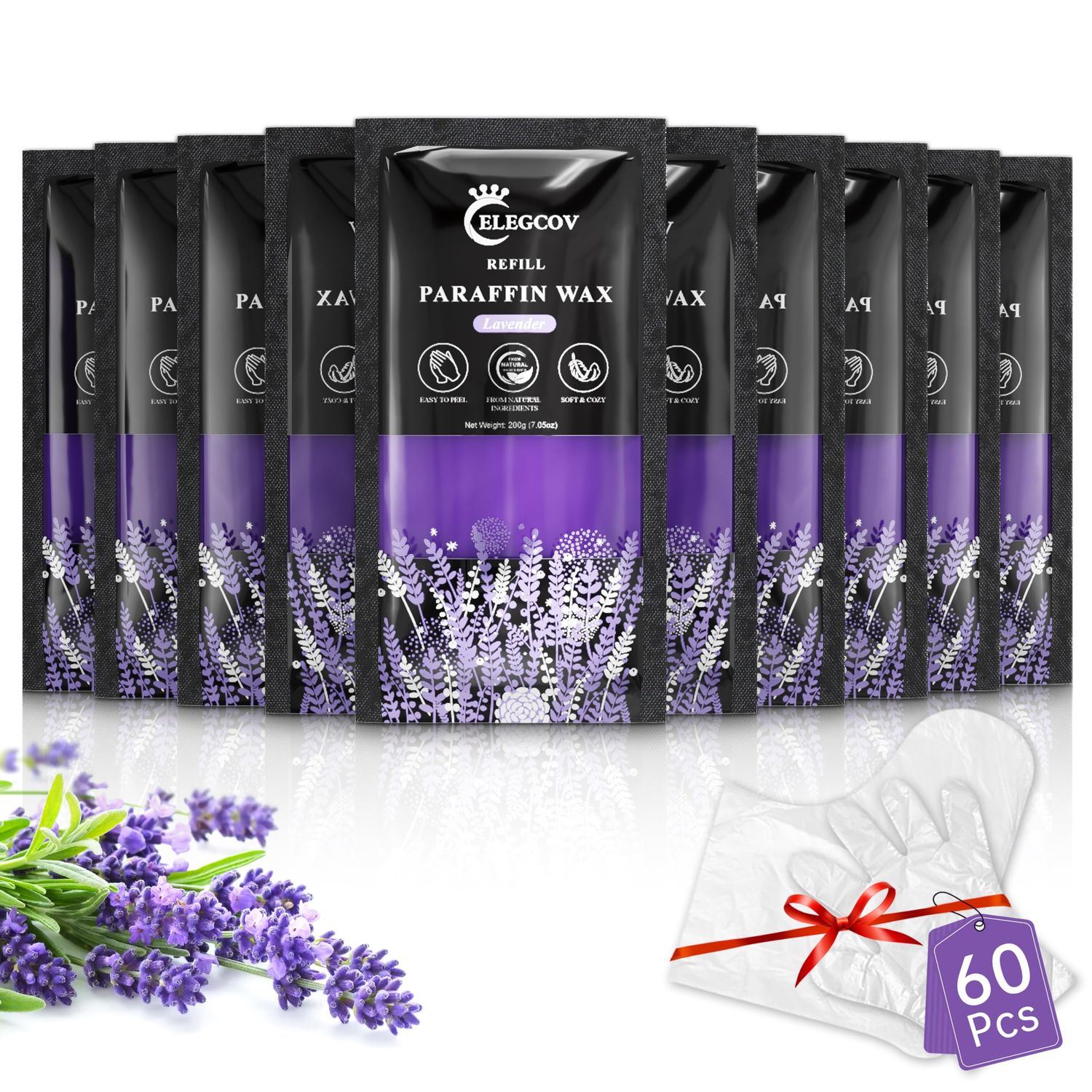 ELEGCOV Paraffin Wax Refills-10 Pack Lavender Scented Paraffin Wax for Hand and Feet, Parrafin Wax Bath Blocks for Wax Machine, Relieves Muscle Fatigue, Deeply Hydrates, Moisturizes and Nourishes