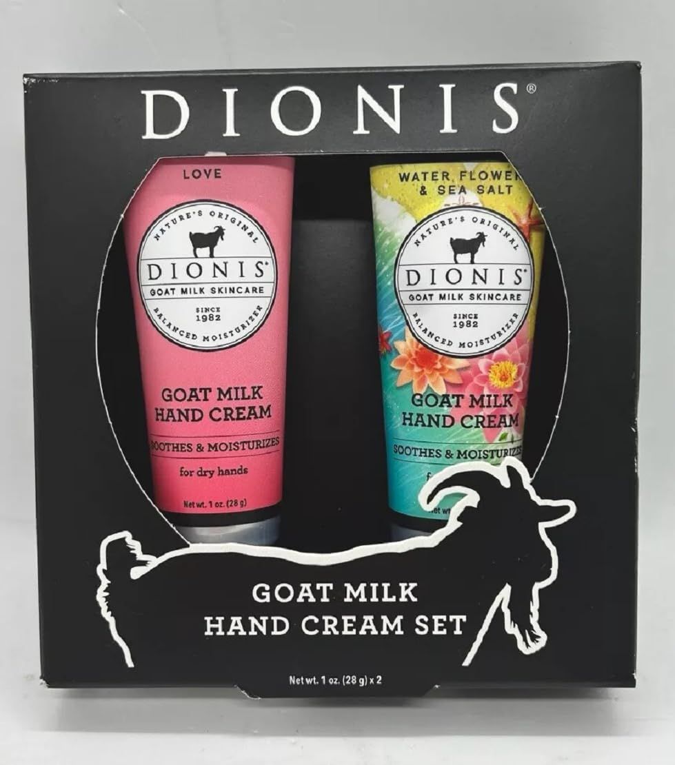 Dionis Goat Milk Hand Cream 2pc Set Love &amp; Water Flowers &amp; Sea Salt 1oz