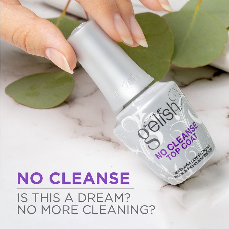 Gelish No-Cleanse Top Coat - No Wipe High-Gloss Finish, Durability, Long-Lasting, Easy Application, UV/LED Compatible, Professional Gel Nail Polish Sealer (15mL)
