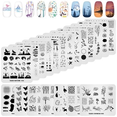 KADS 20pcs Nail Stamp Plates Set - Leaves, Flowers, Animal Nail Art Templates (20 Pcs)