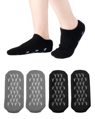 Moisturizing Socks 2 Pairs Dry Cracked Feet Lotion Socks Foot Moisturizing Socks Silicone Socks Foot Care Heel Socks Spa Socks (Black and Grey)