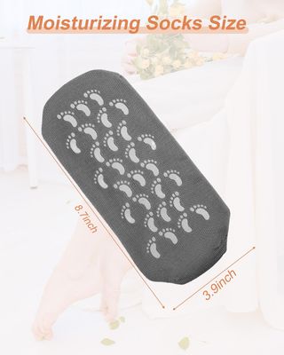 Moisturizing Socks 2 Pairs Dry Cracked Feet Lotion Socks Foot Moisturizing Socks Silicone Socks Foot Care Heel Socks Spa Socks (Black and Grey)