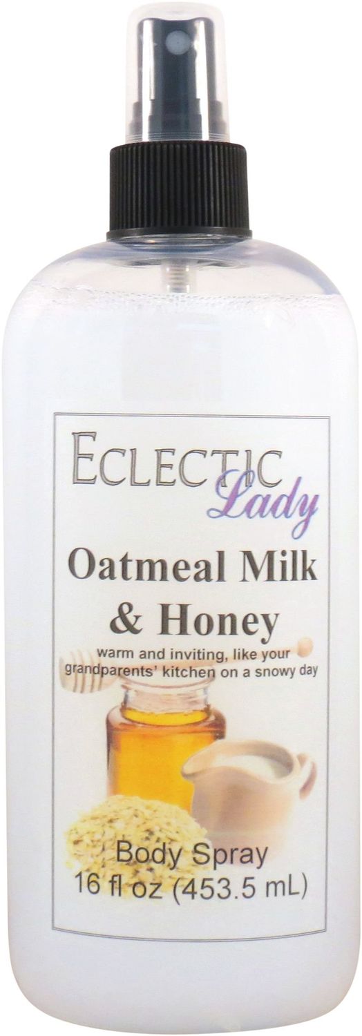 Eclectic Lady Oatmeal Milk And Honey Body Spray, Double Strength, 16 ounces, Body Mist for Women with Clean, Light &amp; Gentle Fragrance, Cologne with Soft, Subtle Aroma For Daily Use