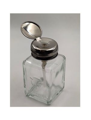 1 Pack, 4 Oz/ 120 ml Glass Press Bottle Empty Nail Polish Remover Push Down Pump Dispenser Container Alcohol Transparent Container