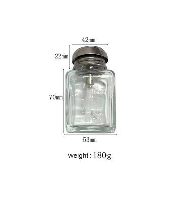 1 Pack, 4 Oz/ 120 ml Glass Press Bottle Empty Nail Polish Remover Push Down Pump Dispenser Container Alcohol Transparent Container