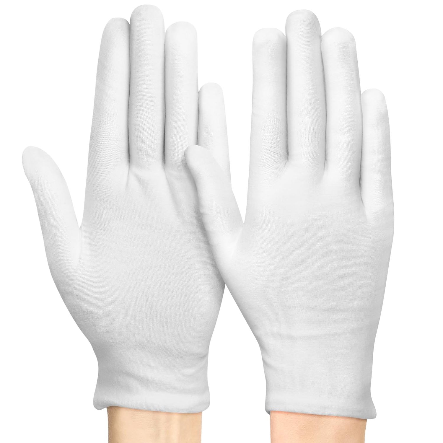 White Gloves for Women and Men, 4 Pairs Thinck Premium Cotton Gloves for Dry Hands Sleeping, Moisturizing Gloves Spa Eczema Overnight, Work Gloves for Coin Jewelry Service
