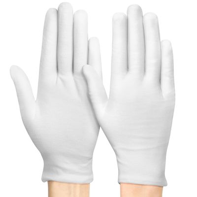 White Gloves for Women and Men, 4 Pairs Thinck Premium Cotton Gloves for Dry Hands Sleeping, Moisturizing Gloves Spa Eczema Overnight, Work Gloves for Coin Jewelry Service