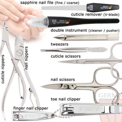 3 Swords Germany - brand quality 10 piece manicure pedicure grooming kit set for professional finger & toe nail care scissors clipper fashion leather case in gift box, Made by 3 Swords (00286)
