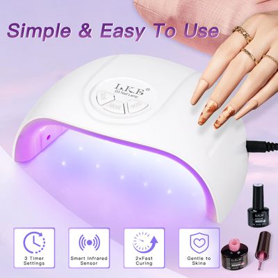 UV Light for Gel Nails, LKE 72W UV LED Nail Lamp with 21pcs Beads 3 Timers Smart Sensor Nail Dryer for Gel Polish Polygel Fast Curing Professional UV Light for Home Salon Nail Tools (White)