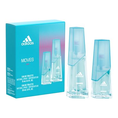 adidas Moves for Her 2 Piece Gift Set, Notes of Grapefruit, Green Apple, and Peppermint, Womens Fragrance, Long Lasting, Sporty Fragrance, Travel Size